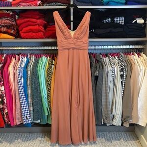 Kennedy Blue terracotta back zipper v neck sleeveless lined maxi dress size 2